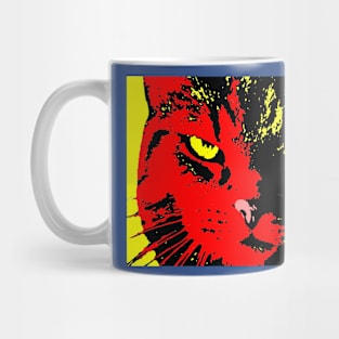 ANGRY CAT POP ART -  RED YELLOW BLACK Mug